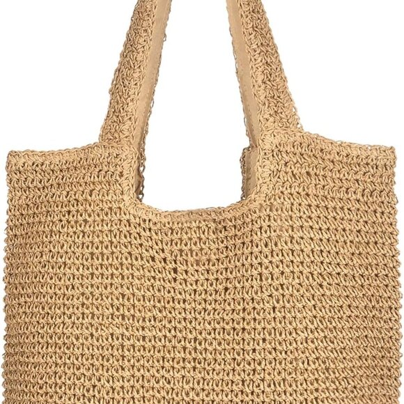 Beach Shoulder Bag Handwoven Straw Large Capacity Summer Sea Casual Tote - Picture 1 of 6